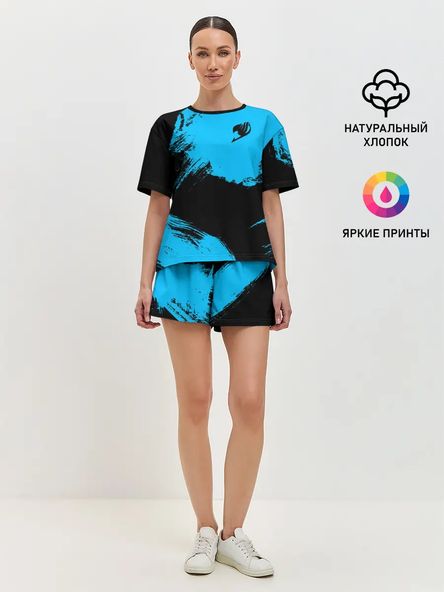 Женская пижама с шортами / Хвост Феи синие мазки