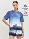 Женская пижама с шортами / силуэт корги ночь космос дымка