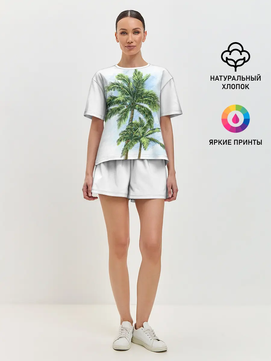 Женская пижама с шортами / Пальмы над головой