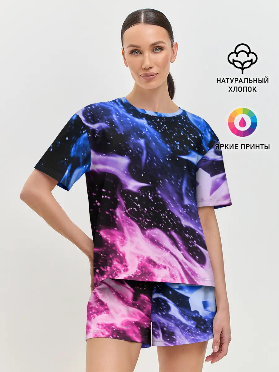 Женская пижама с шортами / НЕОНОВЫЙ ОГОНЬ | NEON FLAME