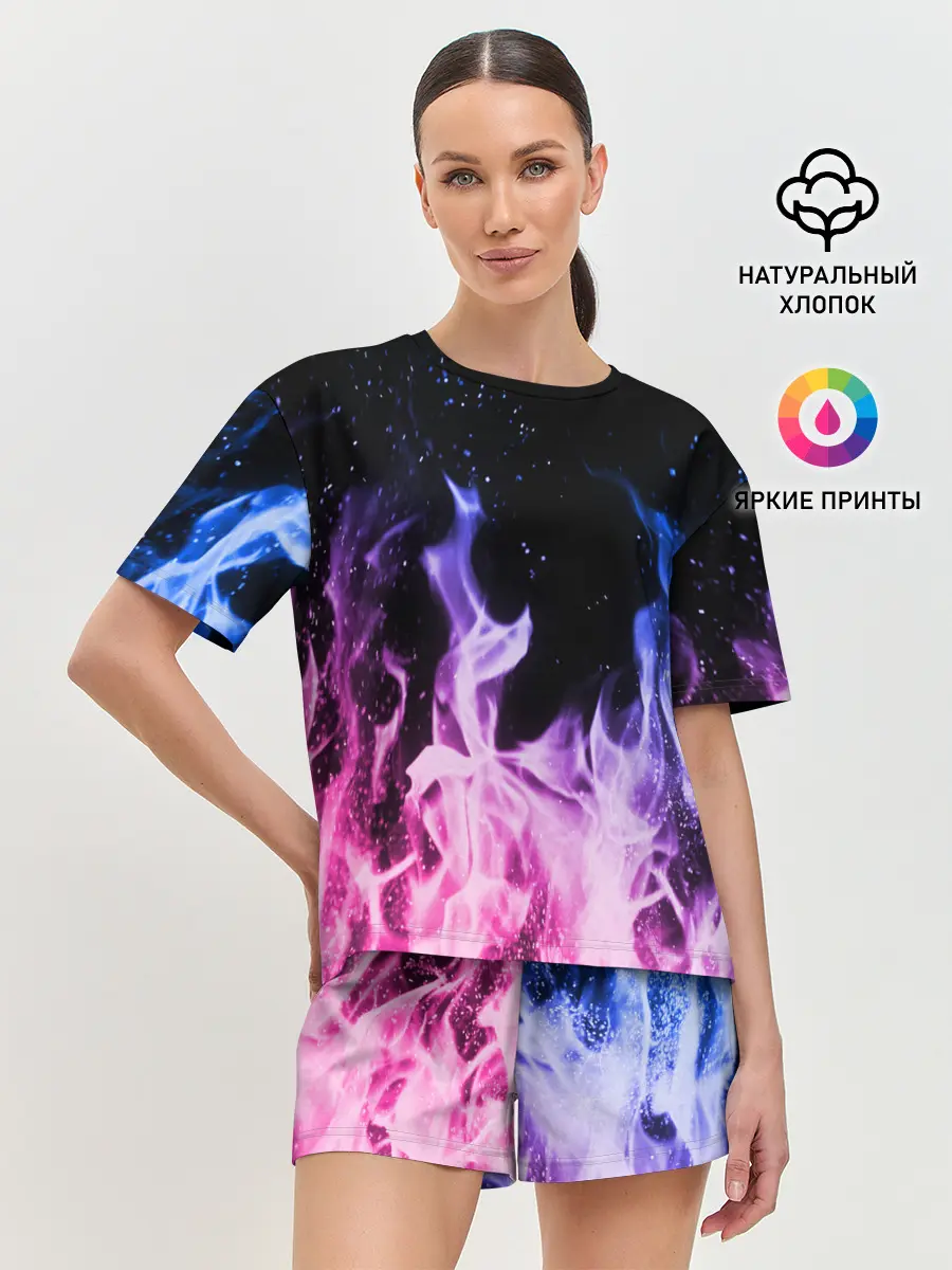 Женская пижама с шортами / НЕОНОВЫЙ ОГОНЬ