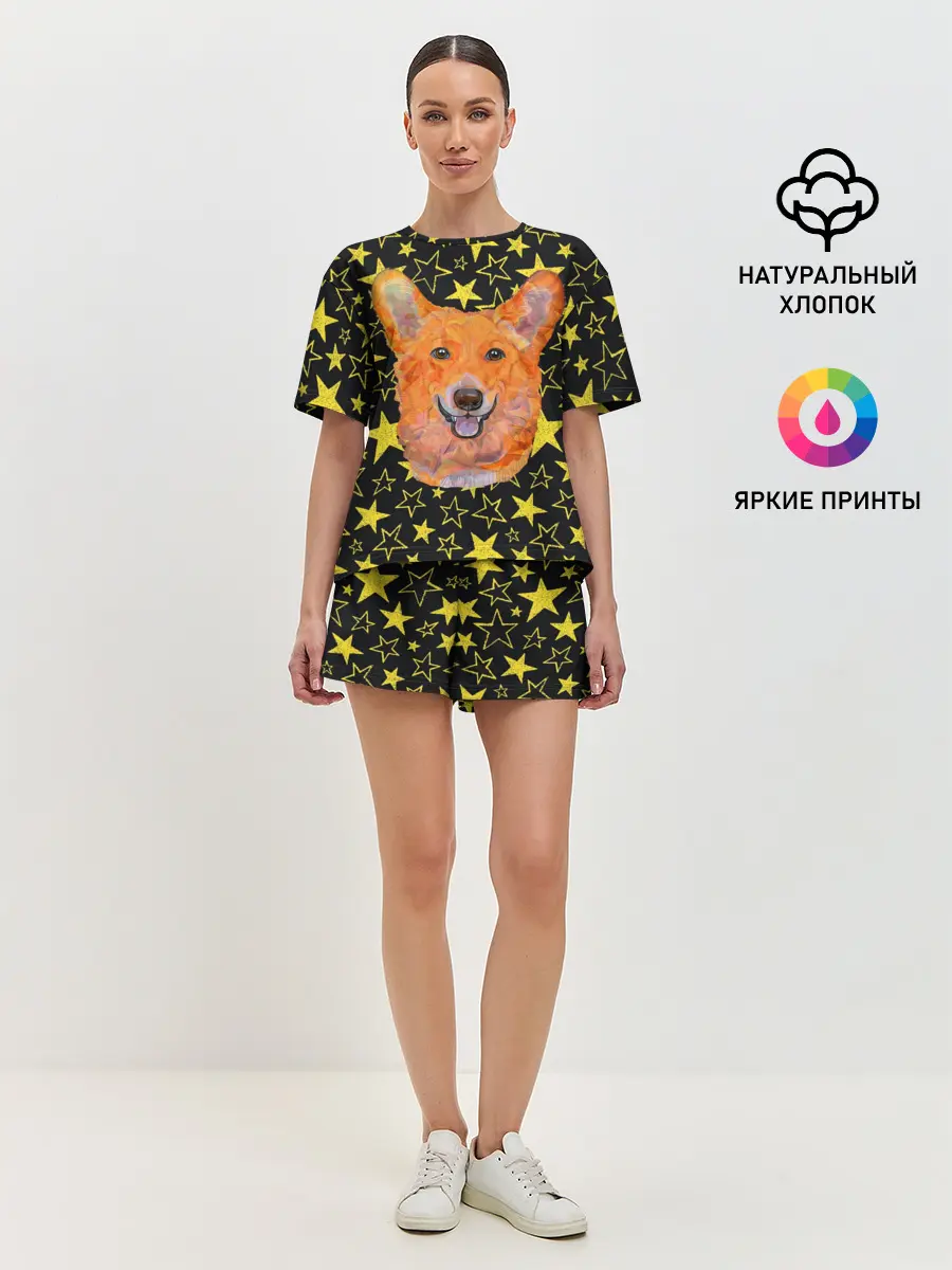 Женская пижама с шортами / Corgi | Stars