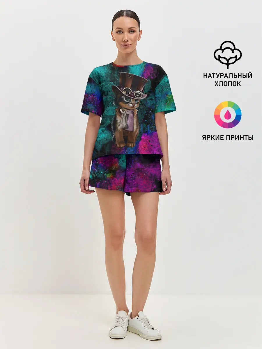 Женская пижама с шортами / Сказочный Котик