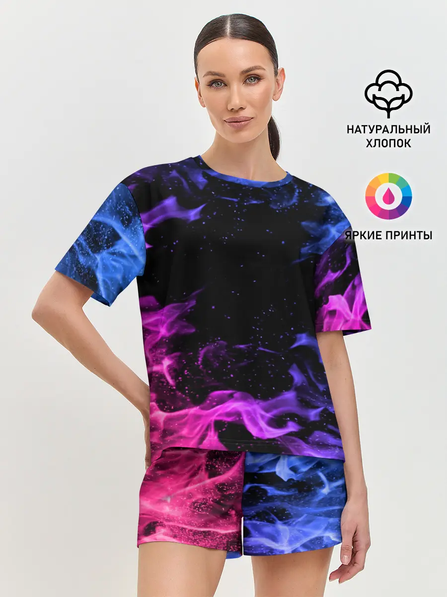 Женская пижама с шортами / ОГОНЬ НЕОН