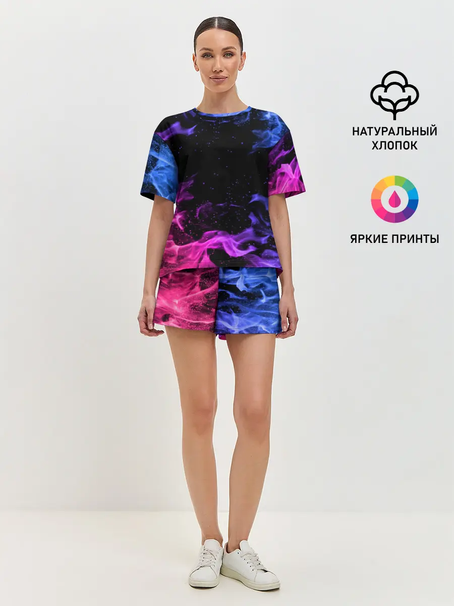 Женская пижама с шортами / ОГОНЬ НЕОН