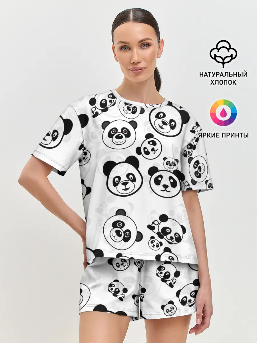 Женская пижама с шортами / Панды