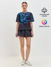 Женская пижама с шортами / Синяя абстракция