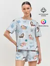 Женская пижама с шортами / Паттерн ленивец космос полет