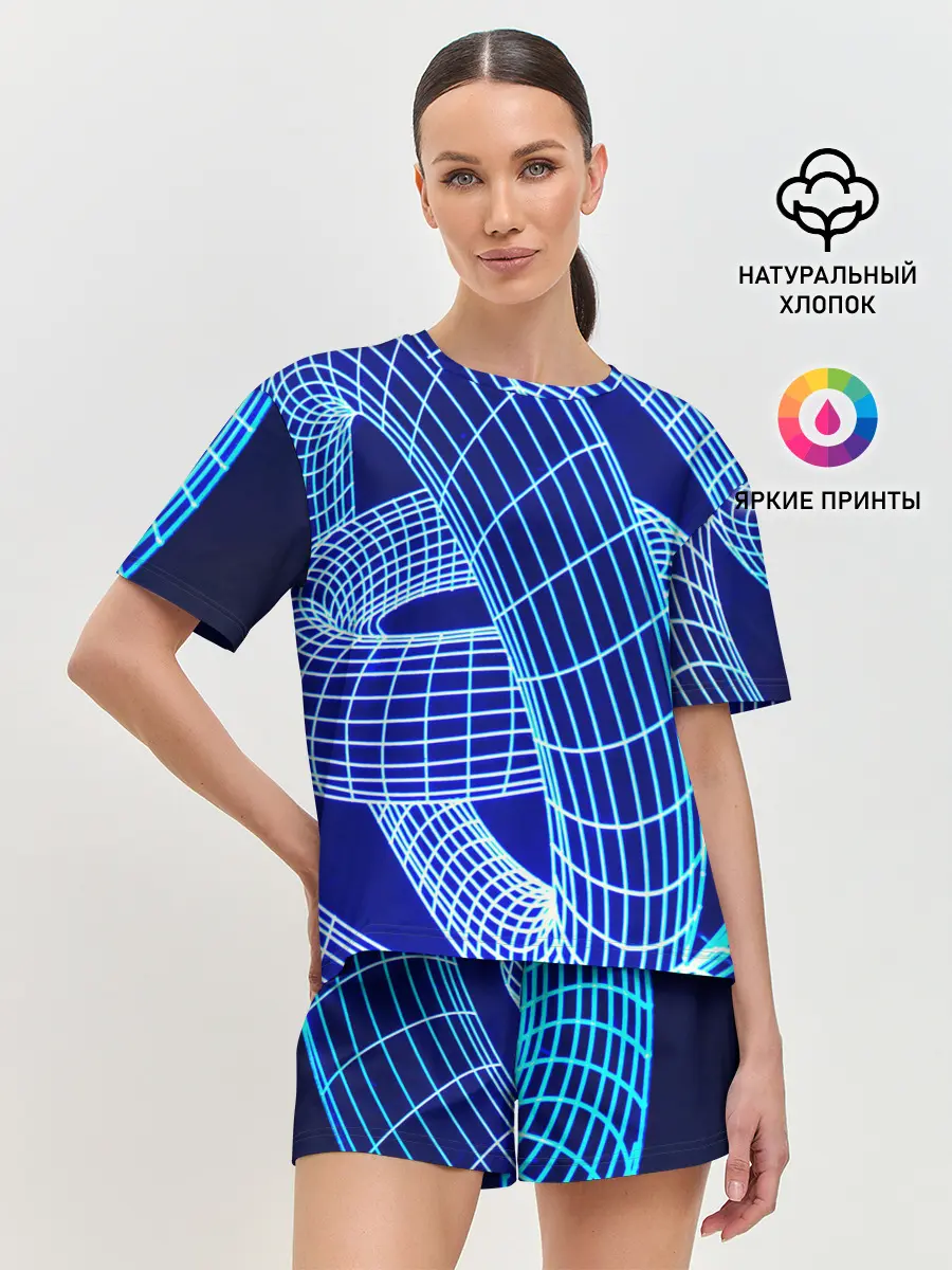 Женская пижама с шортами / НЕОНОВАЯ СПИРАЛЬ