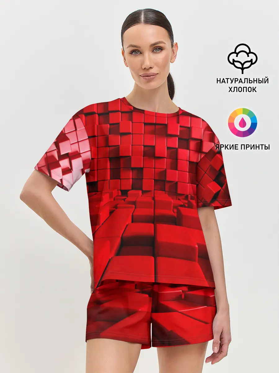 Женская пижама с шортами / 3D кубики