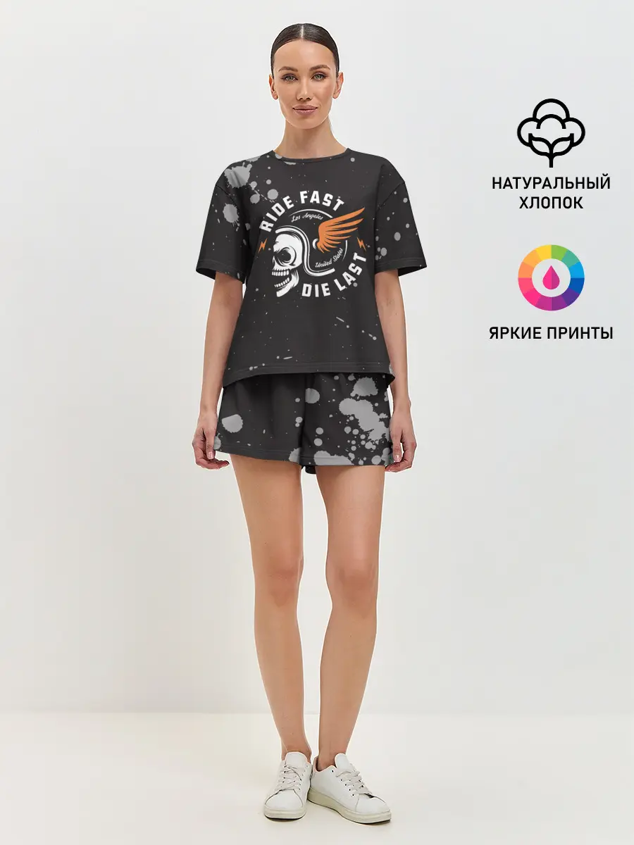 Женская пижама с шортами / RIDE FAST - DIE LAST | МОТО ЖИЗНЬ