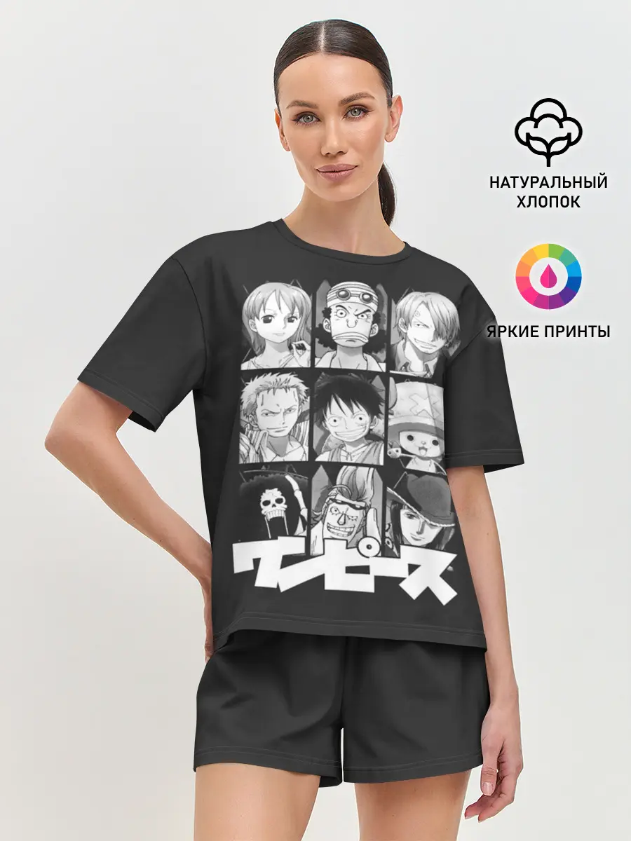 Женская пижама с шортами / иероглифы One Piece