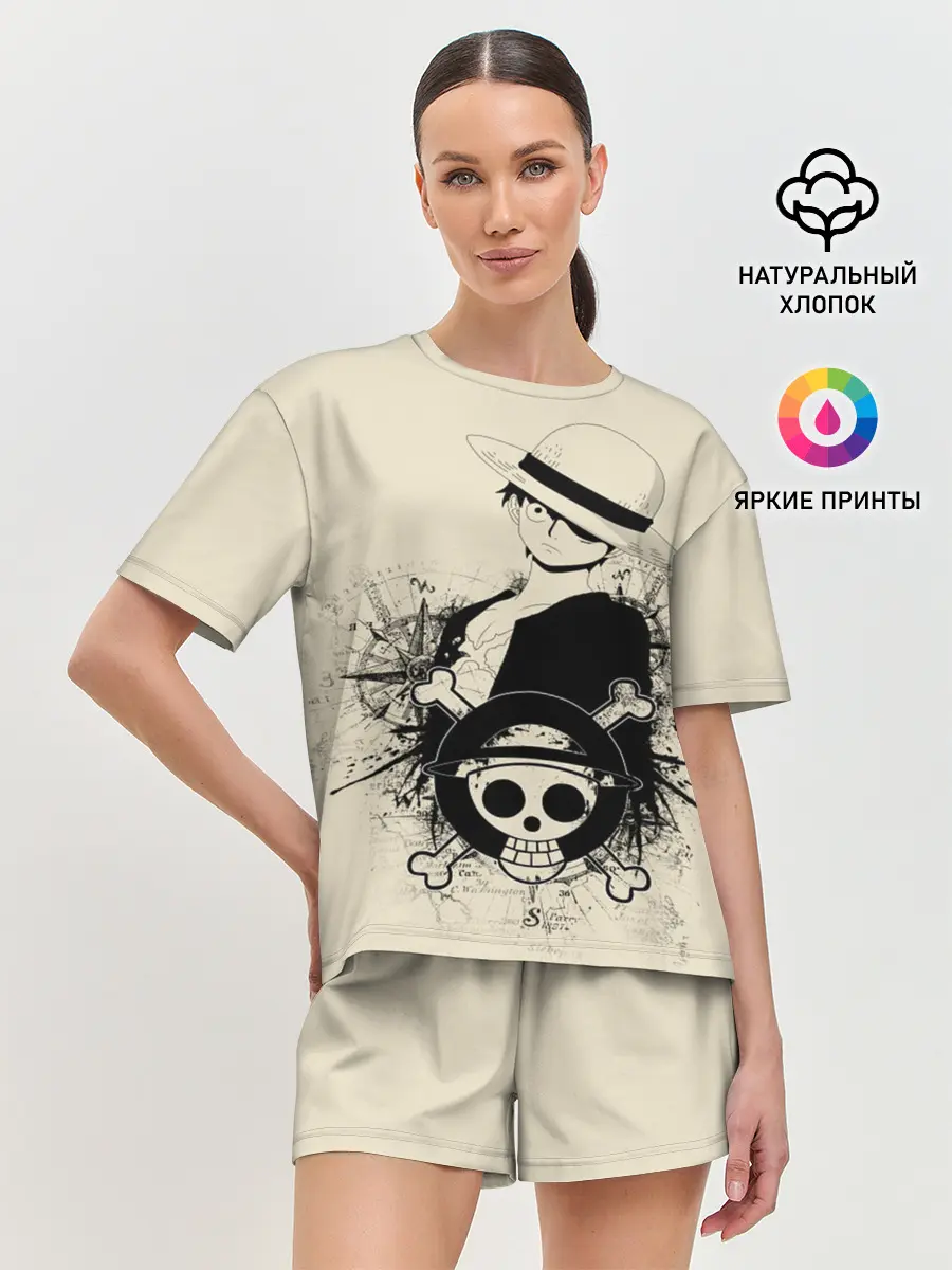 Женская пижама с шортами / шляпа и череп One Piece