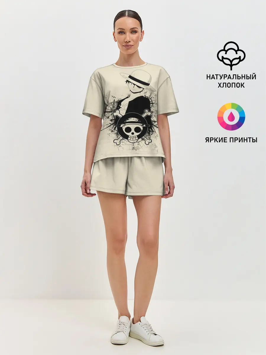 Женская пижама с шортами / шляпа и череп One Piece
