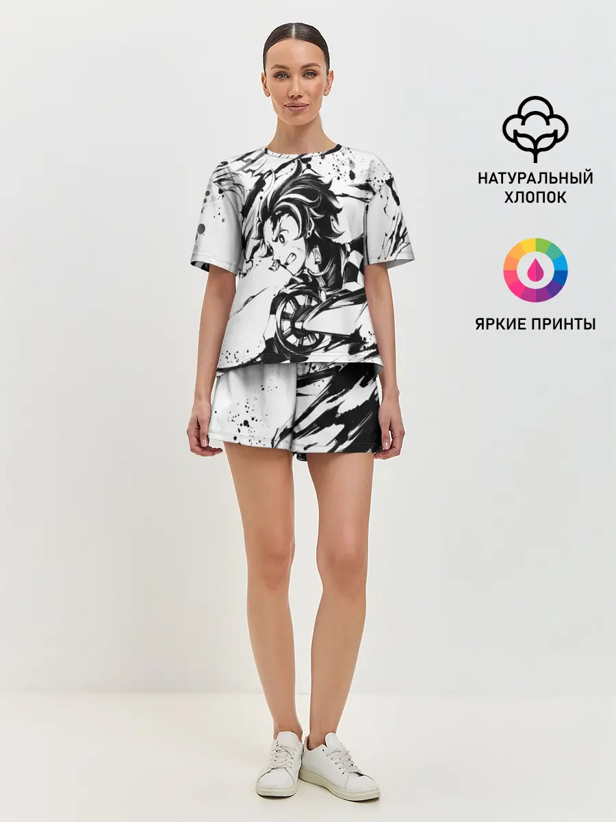 Женская пижама с шортами / KIMETSU NO YAIBA TANJIRO KAMADO