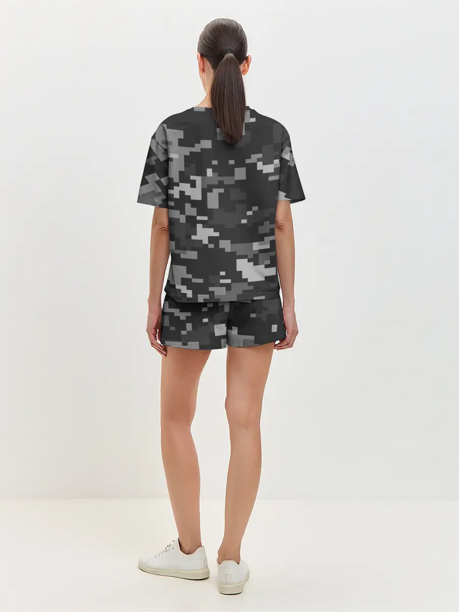 Женская пижама с шортами / Пиксельный камуфляж