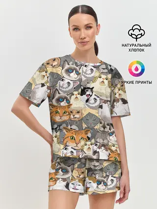 Женская пижама с шортами / ALL CATS MEMES
