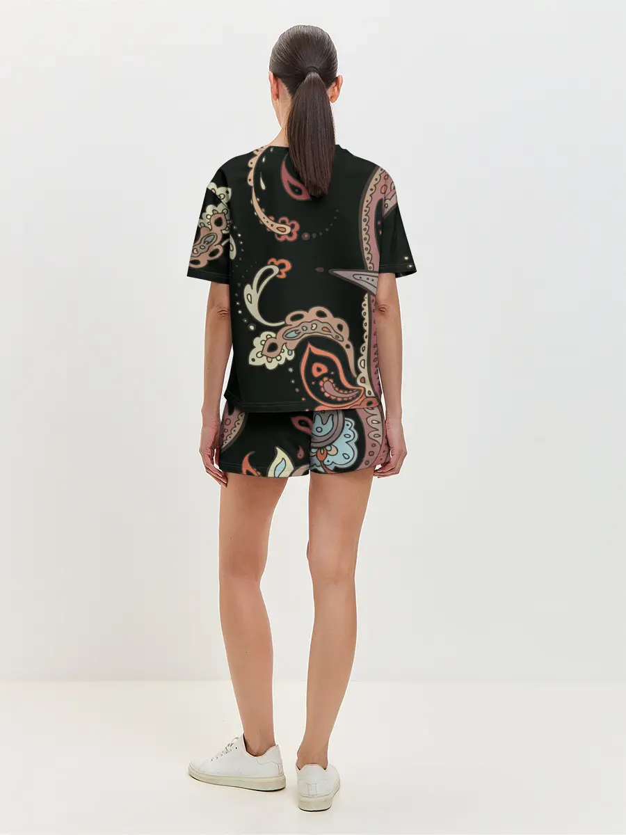 Женская пижама с шортами / Расписной узор