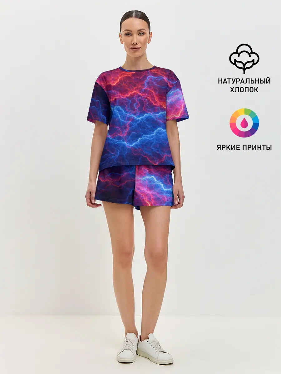 Женская пижама с шортами / Молнии: Огонь и лед