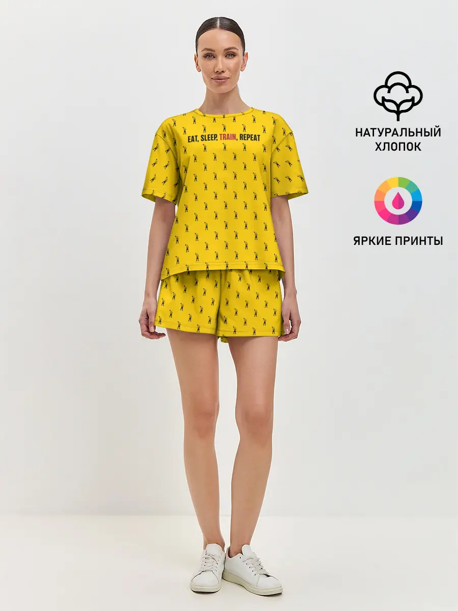Женская пижама с шортами / Eat, sleep, train, repeat
