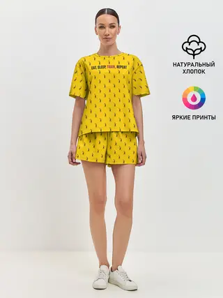 Женская пижама с шортами / Eat, sleep, train, repeat