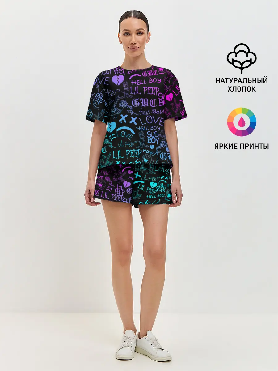 Женская пижама с шортами / LIL PEEP NEON | ЛИЛ ПИП НЕОН