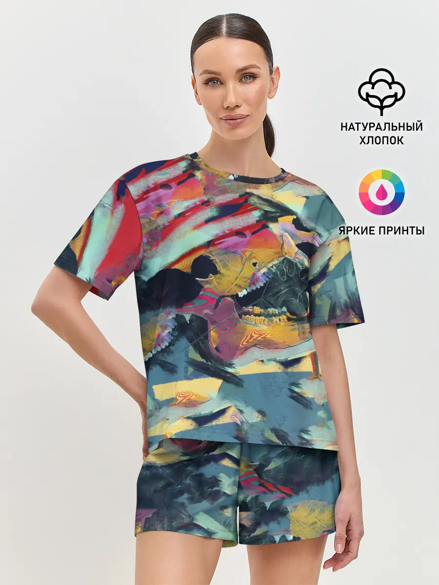 Женская пижама с шортами / Абстрактный рисунок