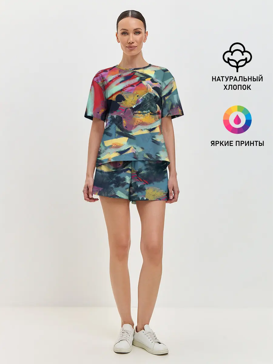 Женская пижама с шортами / Абстрактный рисунок