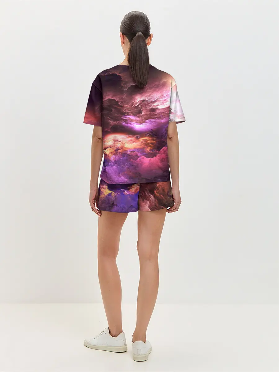 Женская пижама с шортами / закат абстракция