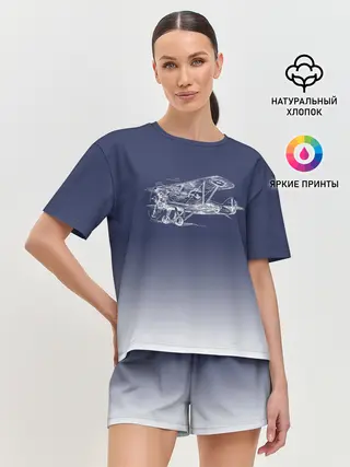 Женская пижама с шортами / Биплан