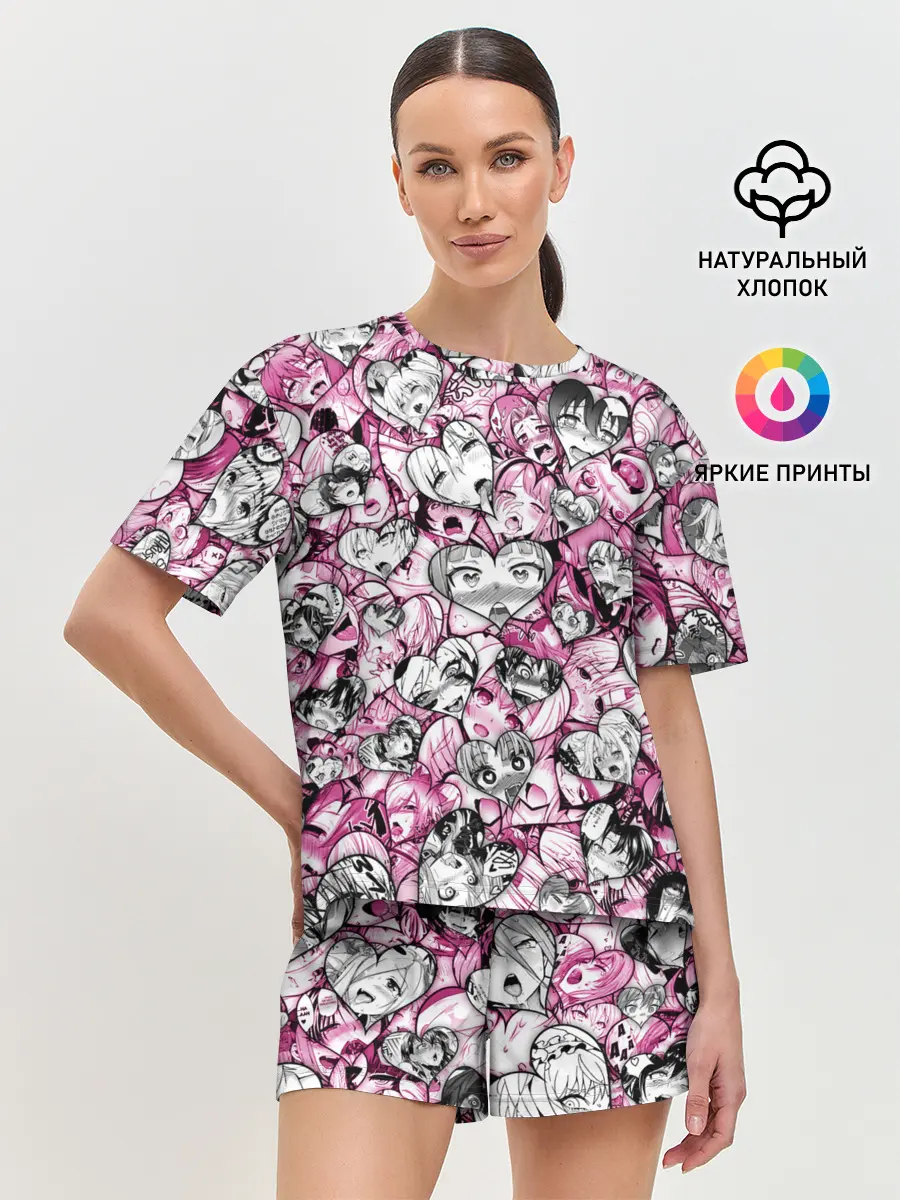 Женская пижама с шортами / Ahegao валентинки