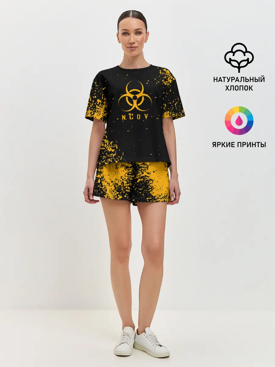 Женская пижама с шортами / КОРОНАВИРУС | nCoV