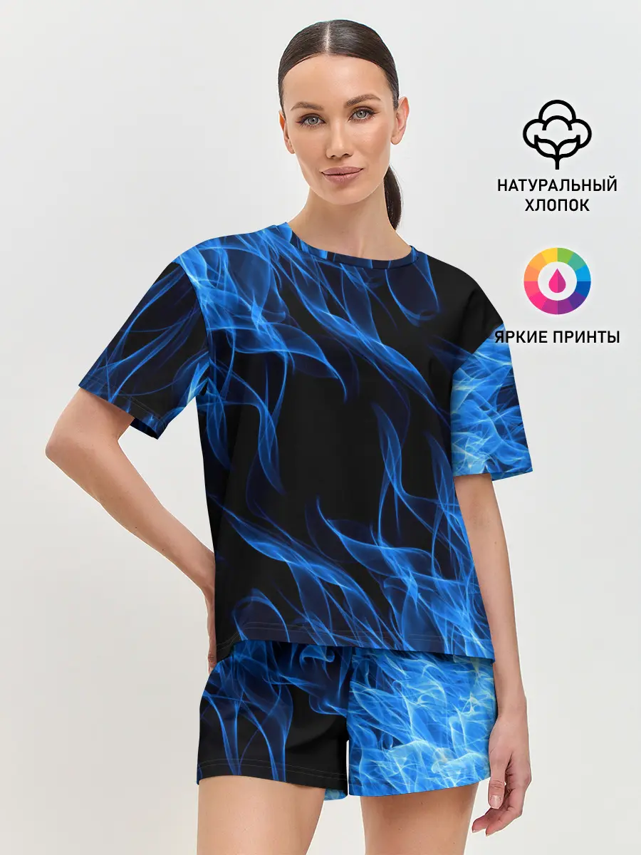 Женская пижама с шортами / BLUE FIRE FLAME