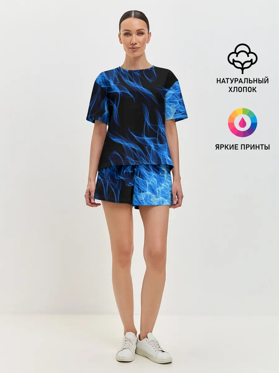 Женская пижама с шортами / BLUE FIRE FLAME