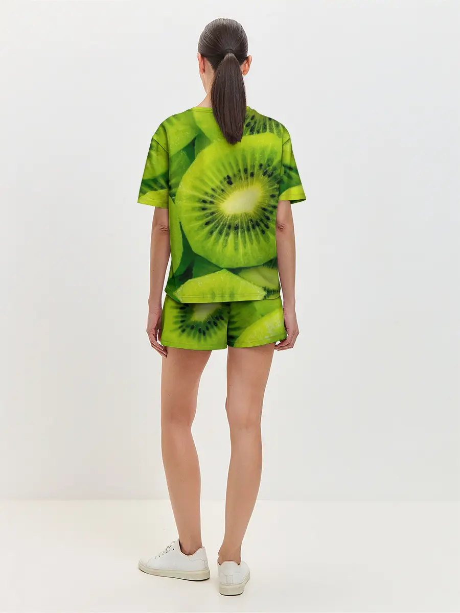 Женская пижама с шортами / Зеленый киви