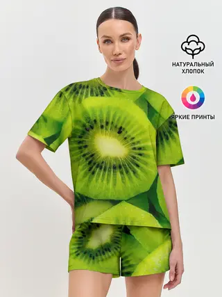 Женская пижама с шортами / Зеленый киви
