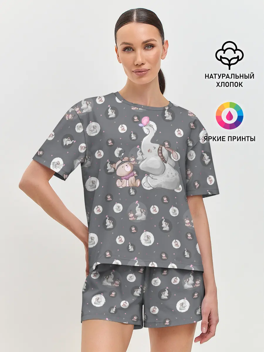 Женская пижама с шортами / Слоник