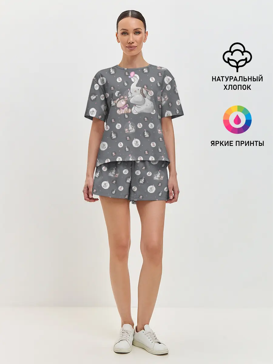 Женская пижама с шортами / Слоник