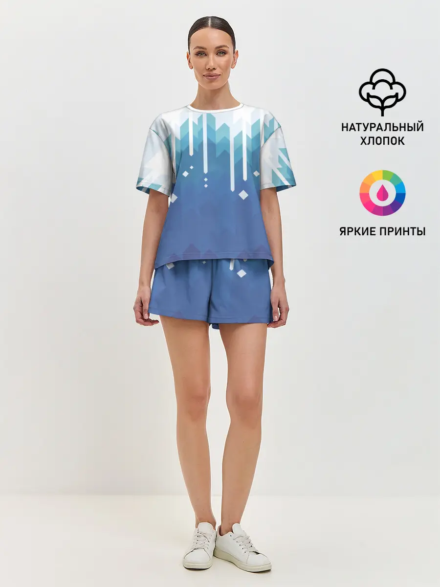 Женская пижама с шортами / Пиксельные сливки