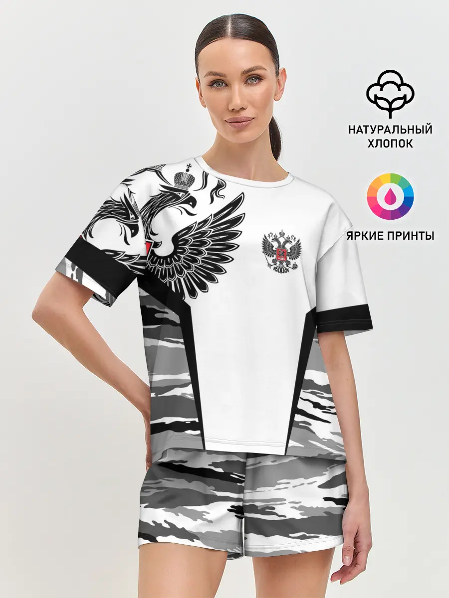 Женская пижама с шортами / Камуфляж Россия