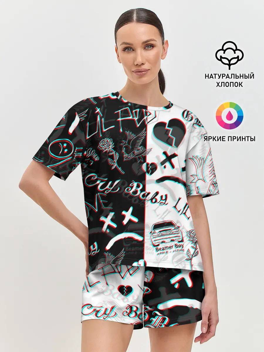Женская пижама с шортами / LIL PEEP GLITCH | ЛИЛ ПИП ГЛИТЧ