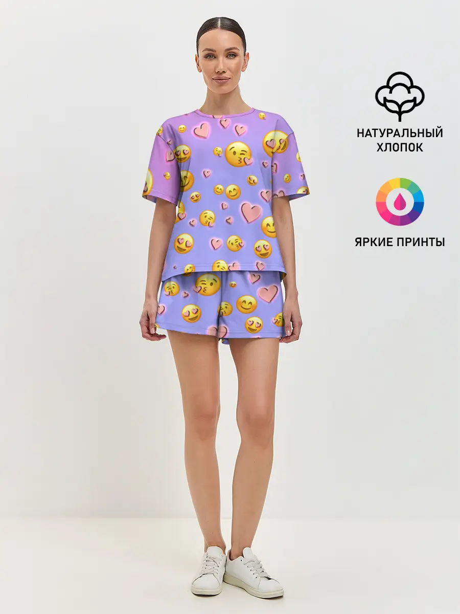 Женская пижама с шортами / Очень много эмодзи