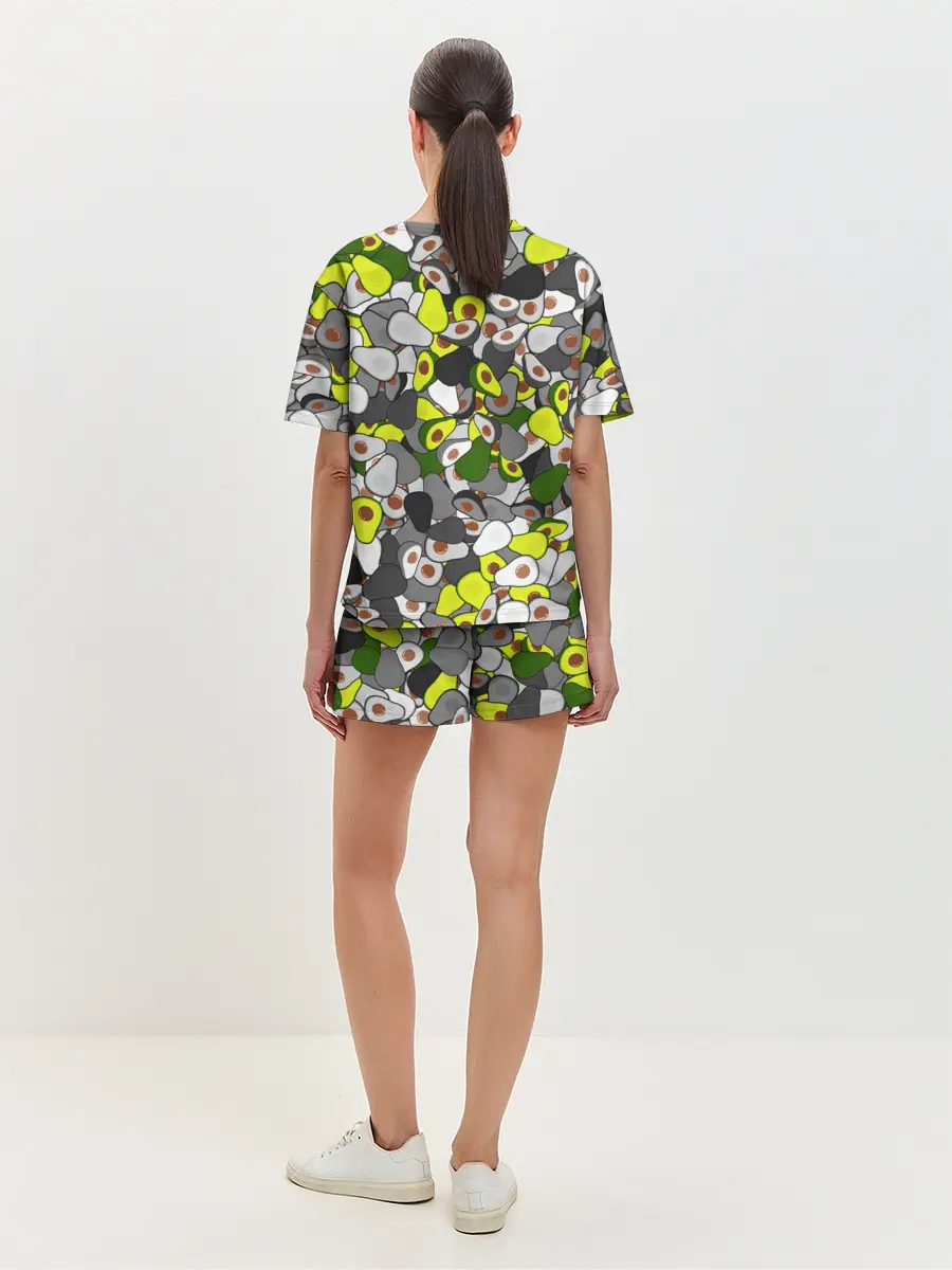 Женская пижама с шортами / Камуфляж с авокадо