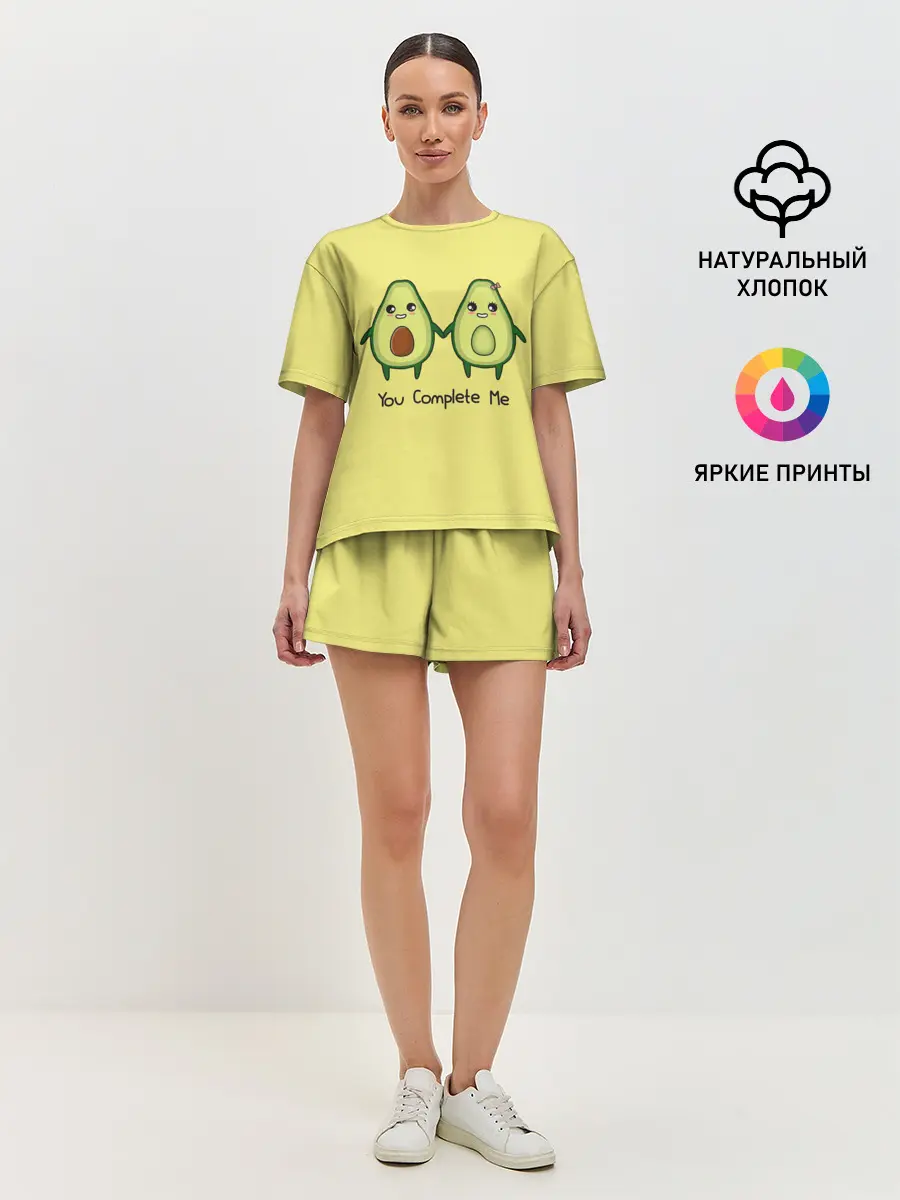 Женская пижама с шортами / Авокадо