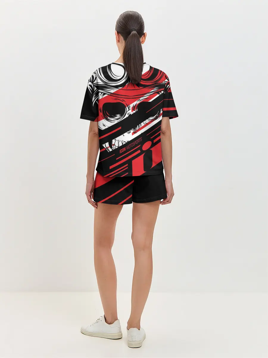 Женская пижама с шортами / Череп Icon красный