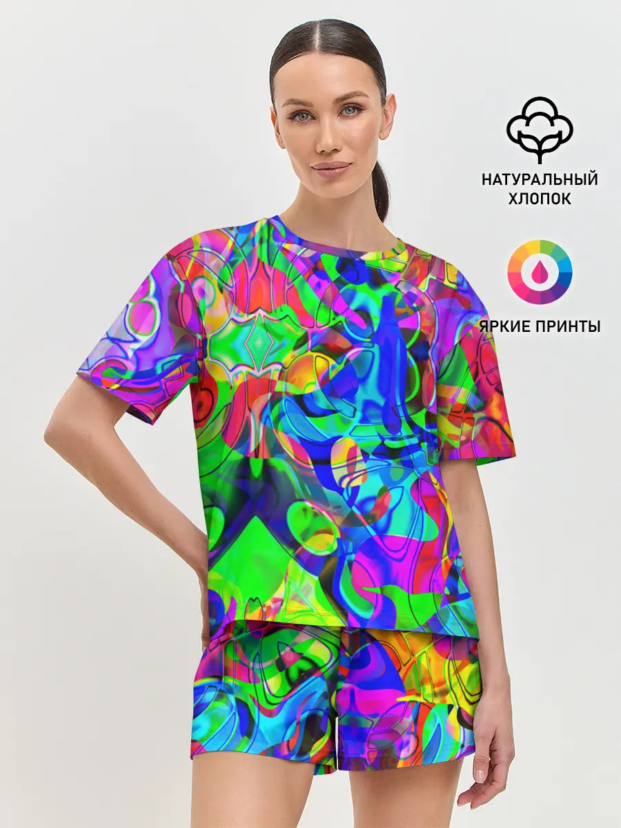 Женская пижама с шортами / НЕОНОВЫЕ КРАСКИ