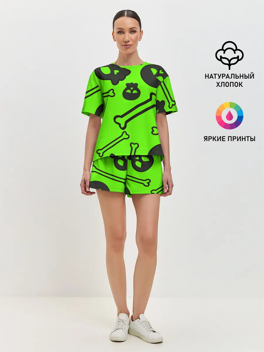 Женская пижама с шортами / Черепа