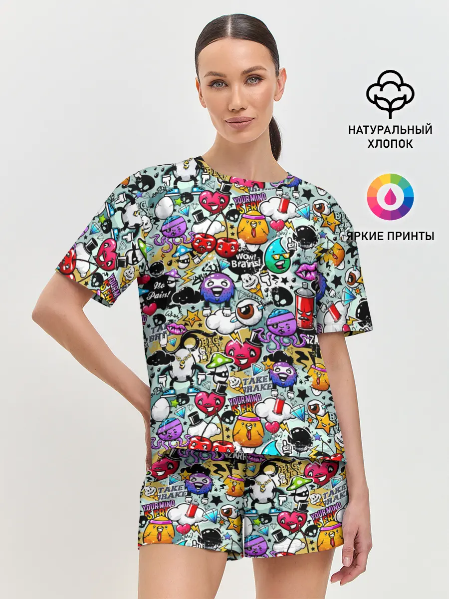 Женская пижама с шортами / Stickerboom