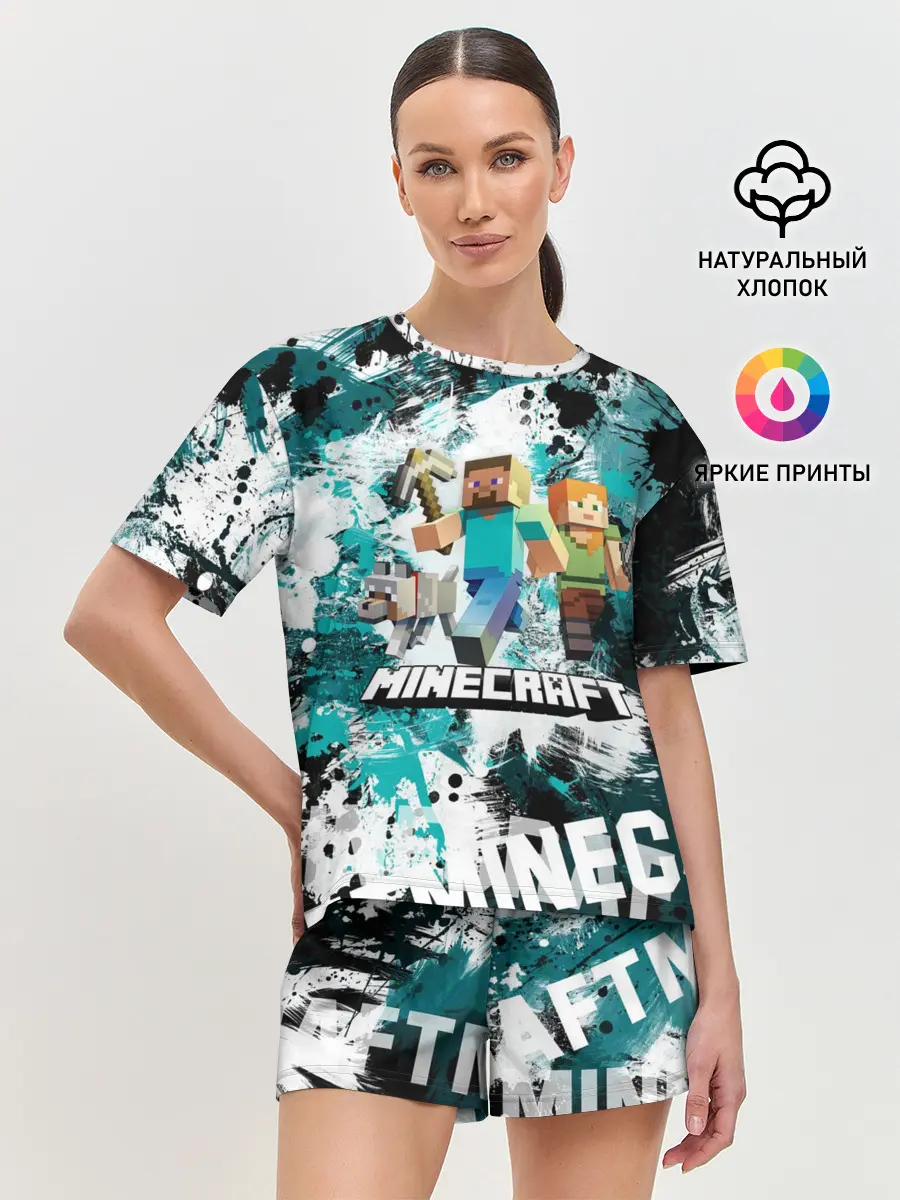 Женская пижама с шортами / Minecraft / Майнкрафт