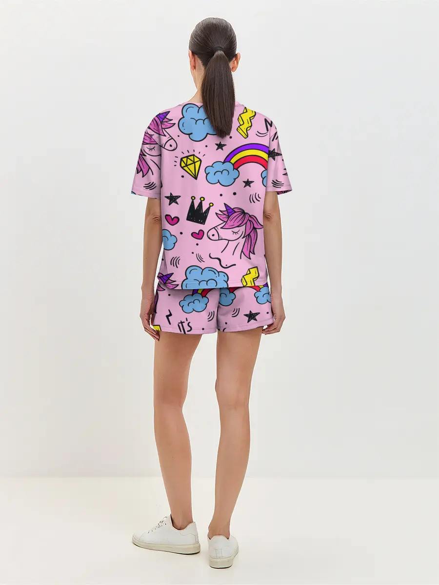 Женская пижама с шортами / Единороги